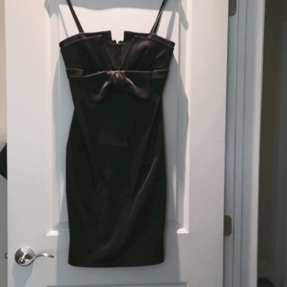 NWOT Midi black cocktail dress with bow